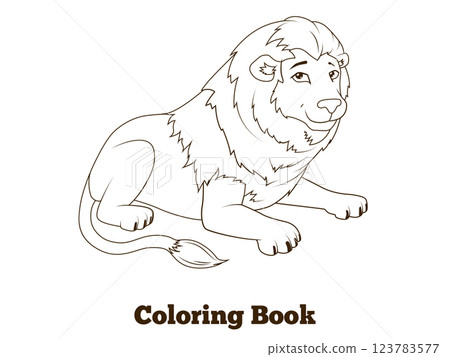 Coloring book lion african animal cartoon Coloring book lion african animal cartoon 123783577