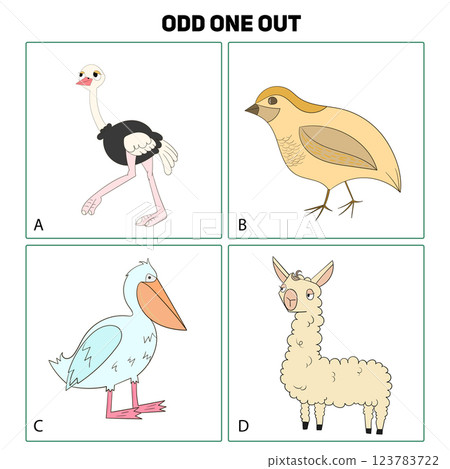 Odd one out child game vector illustration 123783722