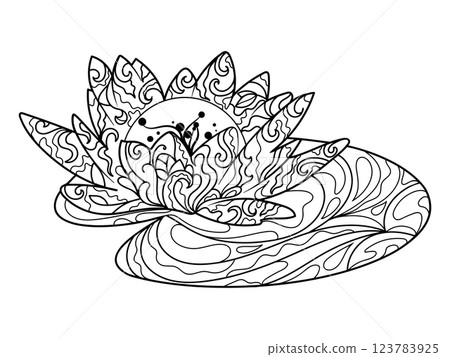 Lotus flower coloring book for adults vector 123783925