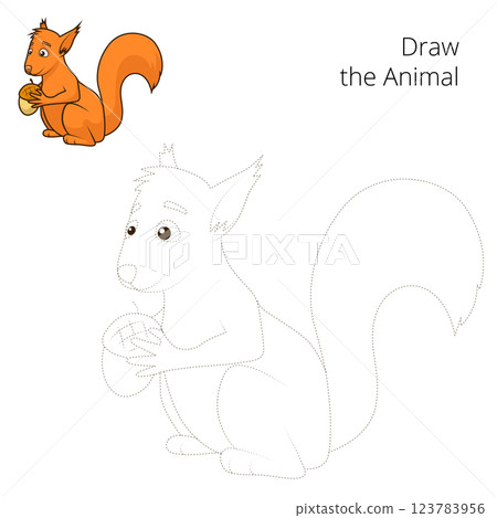 Draw the forest animal squirrel cartoon vector 123783956