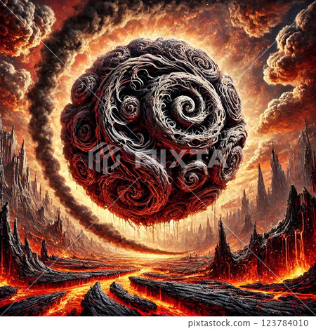 A cloud-like sphere floating in hell 123784010