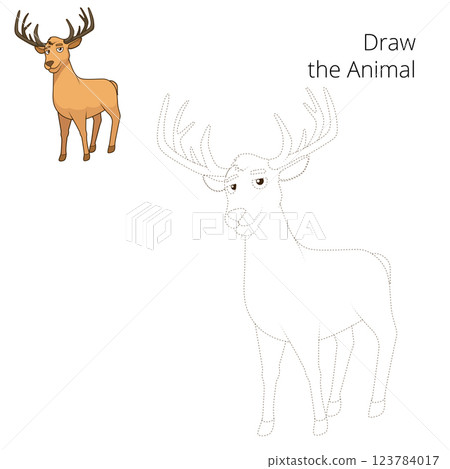 Draw forest animal deer cartoon vector Draw forest animal deer cartoon vector 123784017