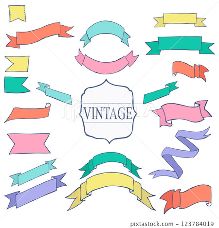 Vintage Color ribbon tape text placeholder 123784019