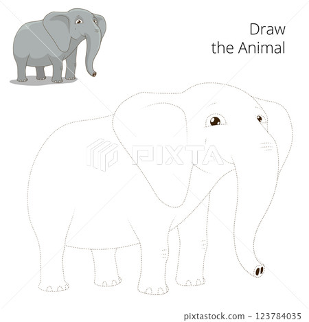 Draw animal elephant educational game Draw animal elephant educational game 123784035