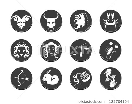 Zodiac tattoo stencil vector illustration Zodiac tattoo stencil vector illustration 123784104