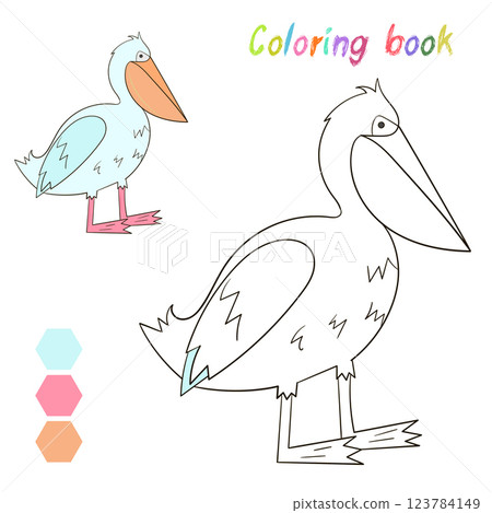 Coloring book pelican kids layout for game Coloring book pelican kids layout for game 123784149