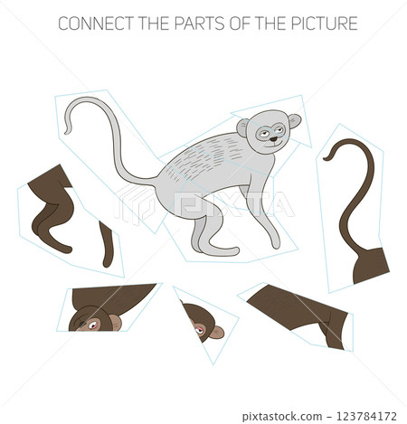 Puzzle game for chldren vervet ape 123784172