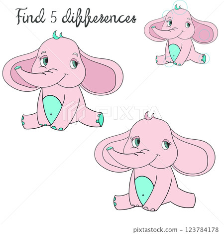 Find differences kids layout for game elephant Find differences kids layout for game elephant 123784178