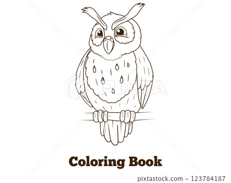 Coloring book forest owl bird cartoon Coloring book forest owl bird cartoon 123784187