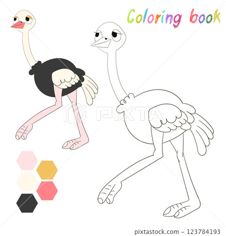 Coloring book ostrich kids layout for game Coloring book ostrich kids layout for game 123784193