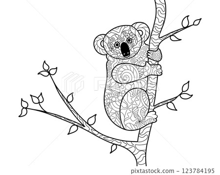 Koala bear coloring book for adults vector Koala bear coloring book for adults vector 123784195