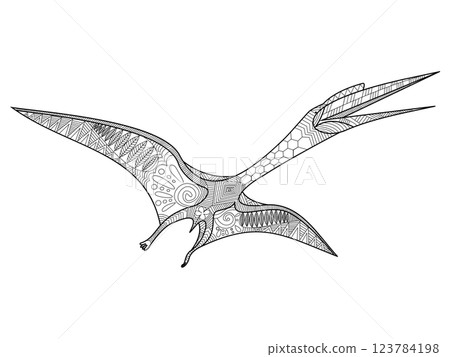 Pterosaur coloring book for adults vector Pterosaur coloring book for adults vector 123784198