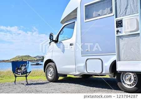 Camping with my dog at the beach Chihuahua camper Camping with my dog at the beach Chihuahua camper 123784287