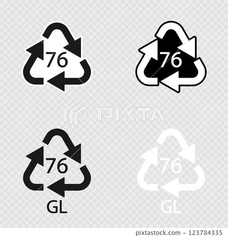 Crystal Glass recycling code 76 GL set. Crystal Glass recycling code 76 GL set. 123784335