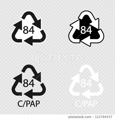 Composites recycling symbol 84 C PAP set. 123784337