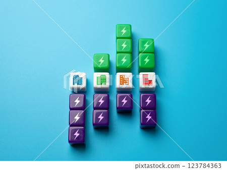 Comparison of autonomous and energy dependent buildings. Power consumption, sustainability, environmental impact. 123784363