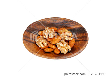 Nuts are rich in vitamins and dietary fiber and are said to be good for beauty and health. [White background, cutout] 123784490
