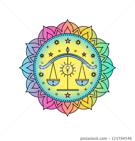 Libra Zodiac Sign in colorful palette  123784546