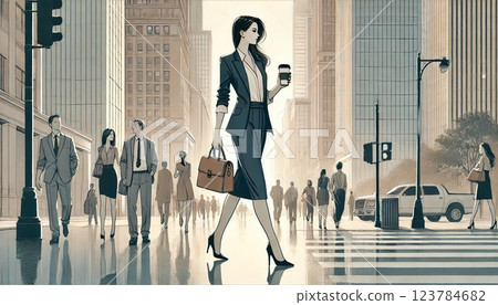 一位上下班的漂亮女士 123784682