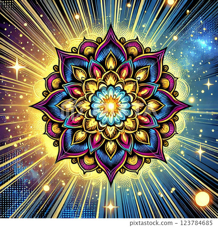 空間中充滿靈性的彩色花卉圖案 123784685