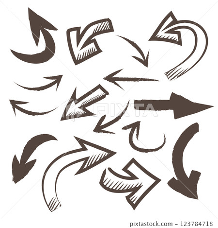 Collection Of Arrows With Brush Sketch Style Vector Illustration 123784718