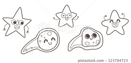 Vector Lineart Illustrations Of Stars For Education Resources 123784723