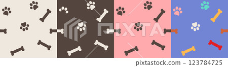 Bones and Paws seamless pattern background Four Color collection Bones and Paws seamless pattern background Four Color collection 123784725