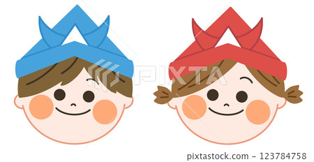 Illustration of a smiling boy and girl wearing helmets on Children's Day - A warm and friendly touch Illustration of a smiling boy and girl wearing helmets on Children's Day - A warm and friendly touch 123784758