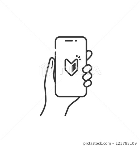 幼葉標記的向量圖標,可作為您第一部智慧型手機的指南(線條畫,單色) 幼葉標記的向量圖標,可作為您第一部智慧型手機的指南(線條畫,單色) 123785109