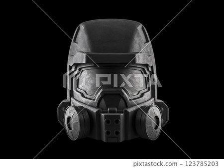 Special forces black helmet isolated on black background with clipping path 123785203