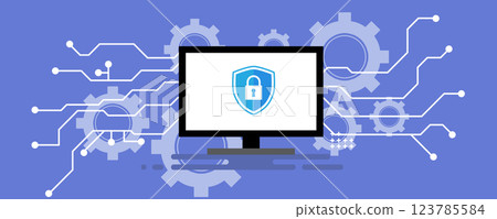 Cyber security  concept with padlock technology service 123785584