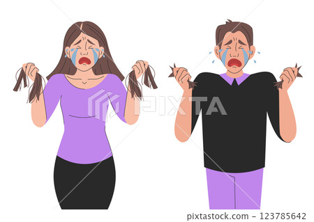 Woman and man suffering from alopecia 123785642