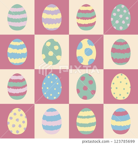 Easter seamless pattern with eggs on square background. For wallpaper, wrapping paper, fabric Easter seamless pattern with eggs on square background. For wallpaper, wrapping paper, fabric 123785699