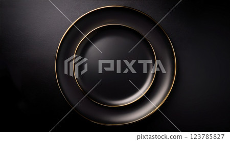 Simple plate on a black background 123785827