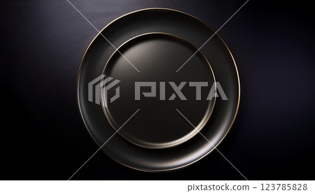 Simple plate on a black background 123785828