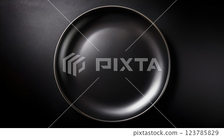 Simple plate on a black background 123785829