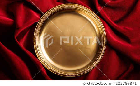 豪華背景與金盤子 123785871