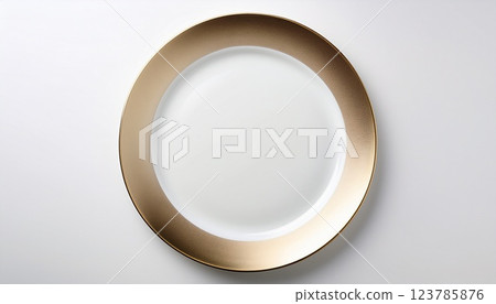 Golden plate on a simple background Golden plate on a simple background 123785876