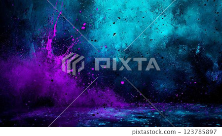 Cyberpunk splattered ink abstract background 123785897