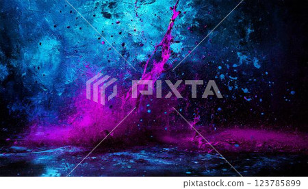 Cyberpunk splattered ink abstract background 123785899