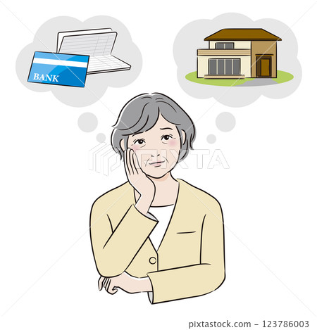 Elderly woman worries about inheritance and has doubts 123786003