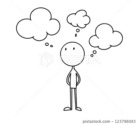 Stickman vector figure and thought bubbles Stickman vector figure and thought bubbles 123786083