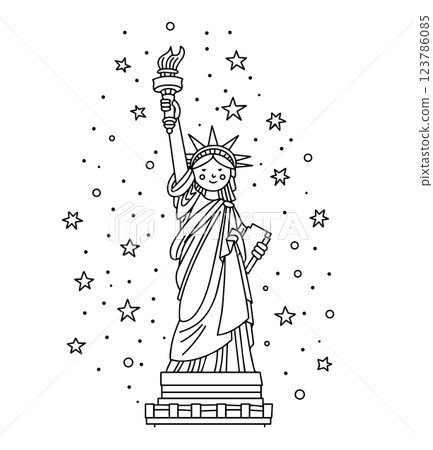 vector illustration for the American Independence Day holiday. statue of liberty. doodle style vector illustration for the American Independence Day holiday. statue of liberty. doodle style 123786085