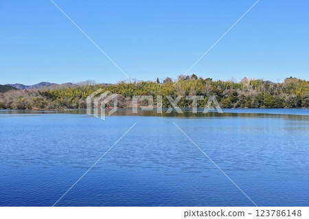 一碧湖初春清涼景色 123786148