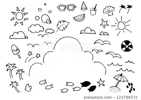 Summer simple line icon set vector 123786572