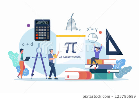 Math school subject. People studying mathematics. 123786689