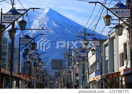 Yamanashi Prefecture Fujimichi (Honmachi Street) and Mt. Fuji 123786775