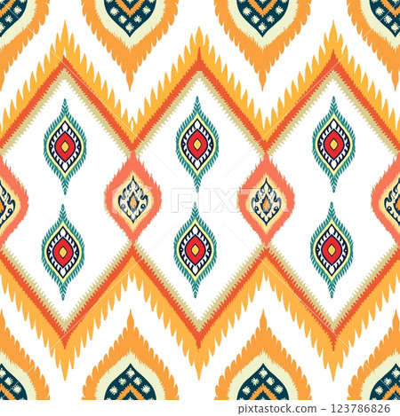 vector seamless pattern. ethnic style ornament. repeating geometric background with color elements vector seamless pattern. ethnic style ornament. repeating geometric background with color elements 123786826