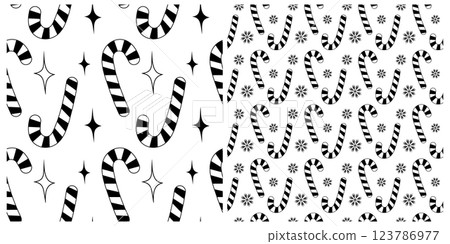 Candy Cane Decorative Stars Snowflakes Seamless Pattern Christmas Background Texture concept Set 2 Candy Cane Decorative Stars Snowflakes Seamless Pattern Christmas Background Texture concept Set 2 123786977