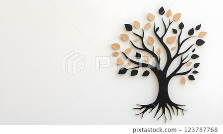 Papercut style design of a tree with deep roots symbolizing the history and culture of Black heritage Papercut style design of a tree with deep roots symbolizing the history and culture of Black heritage 123787768
